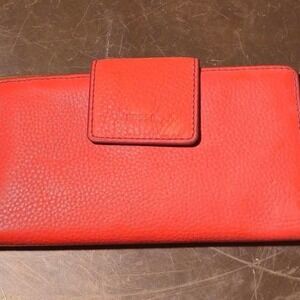 Fossil Emma RFID Tab Red Leather Wallet Clutch SL7154